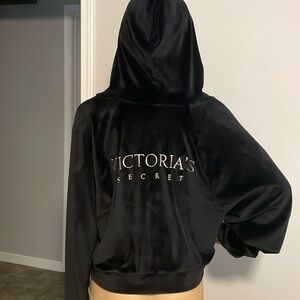 Victoria’s Secret embroidered cropped velour hoodie size medium